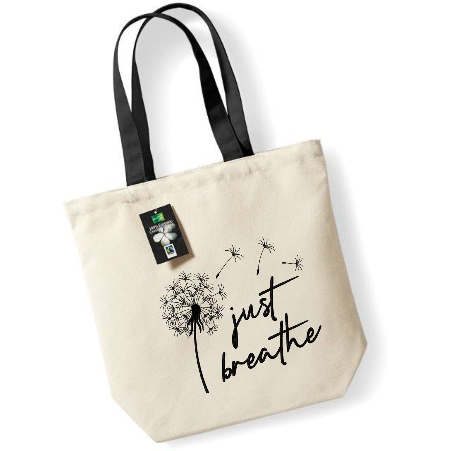 Bolsa de tela con bordado de diente de león – solo respira