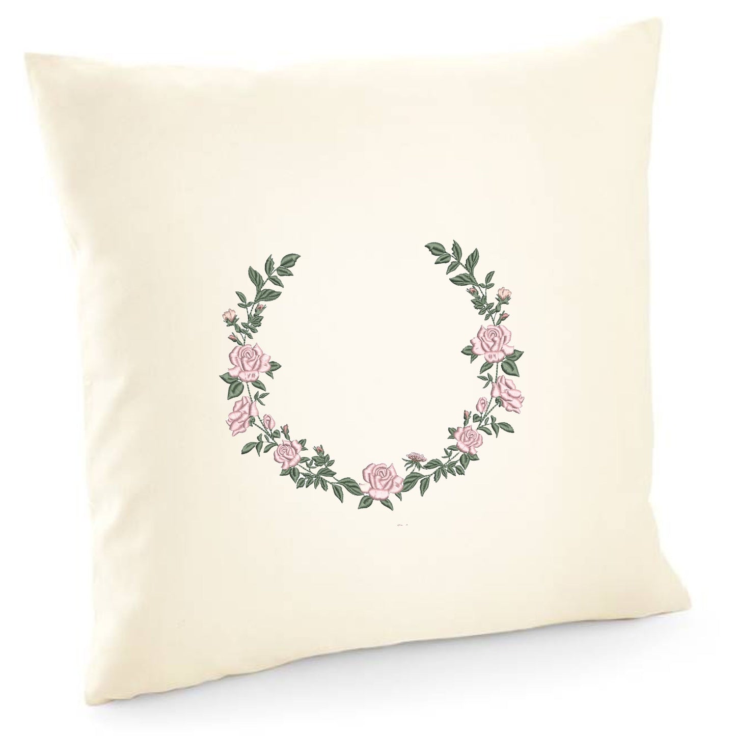 Decorative cushion cover with rose flower edge embroidery