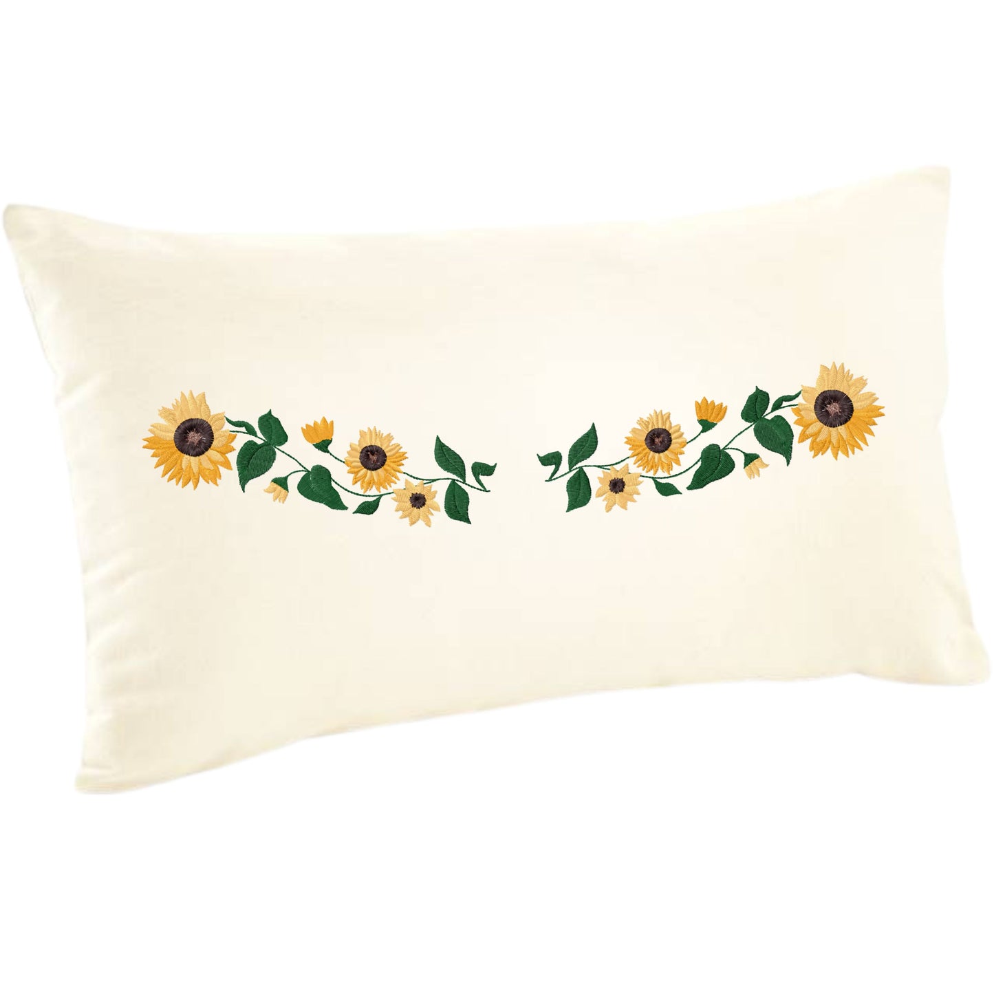 Decorative cushion cover with sunflower bouquet embroidery