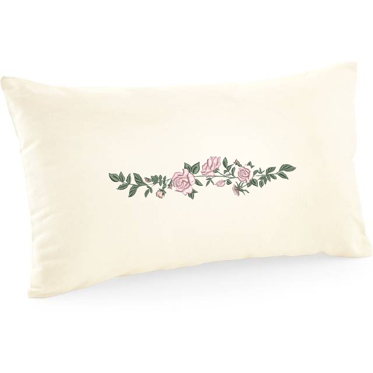 Decorative cushion cover with rose flower edge embroidery