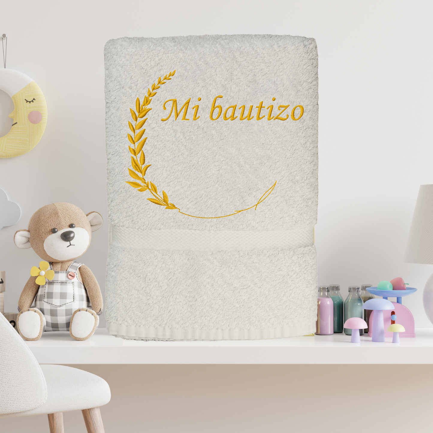 Toalla de Bautizo con Ramillete Personalizada