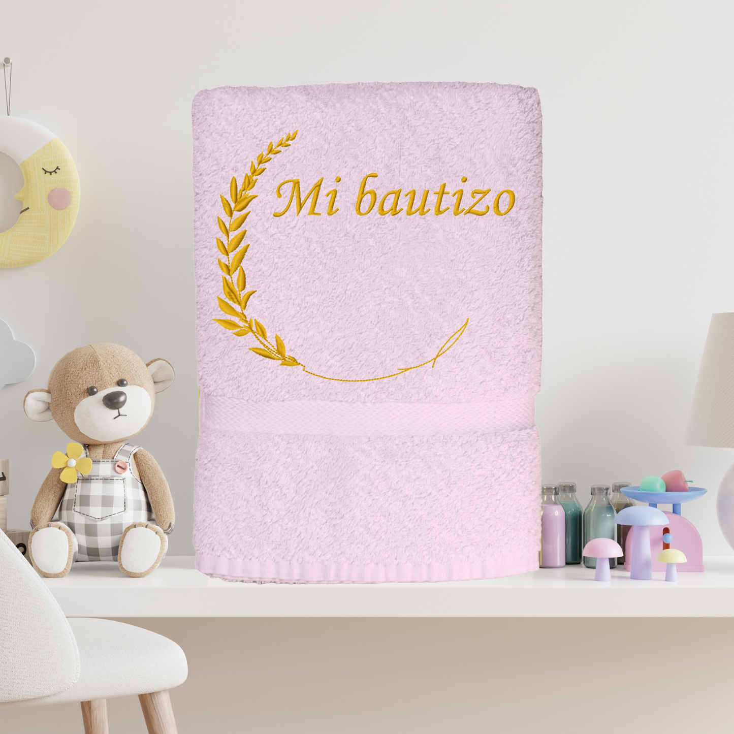 Toalla de Bautizo con Ramillete Personalizada