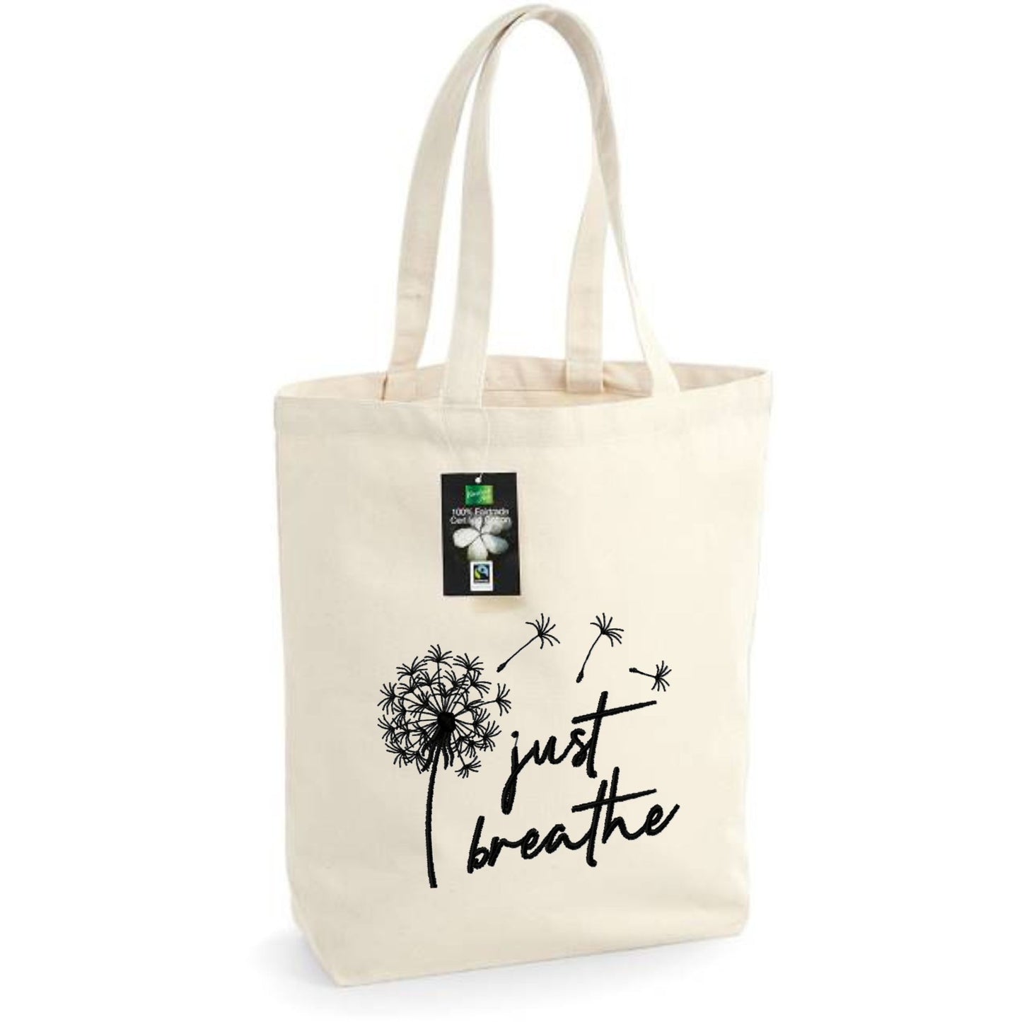 Bolsa de tela con bordado de diente de león – solo respira