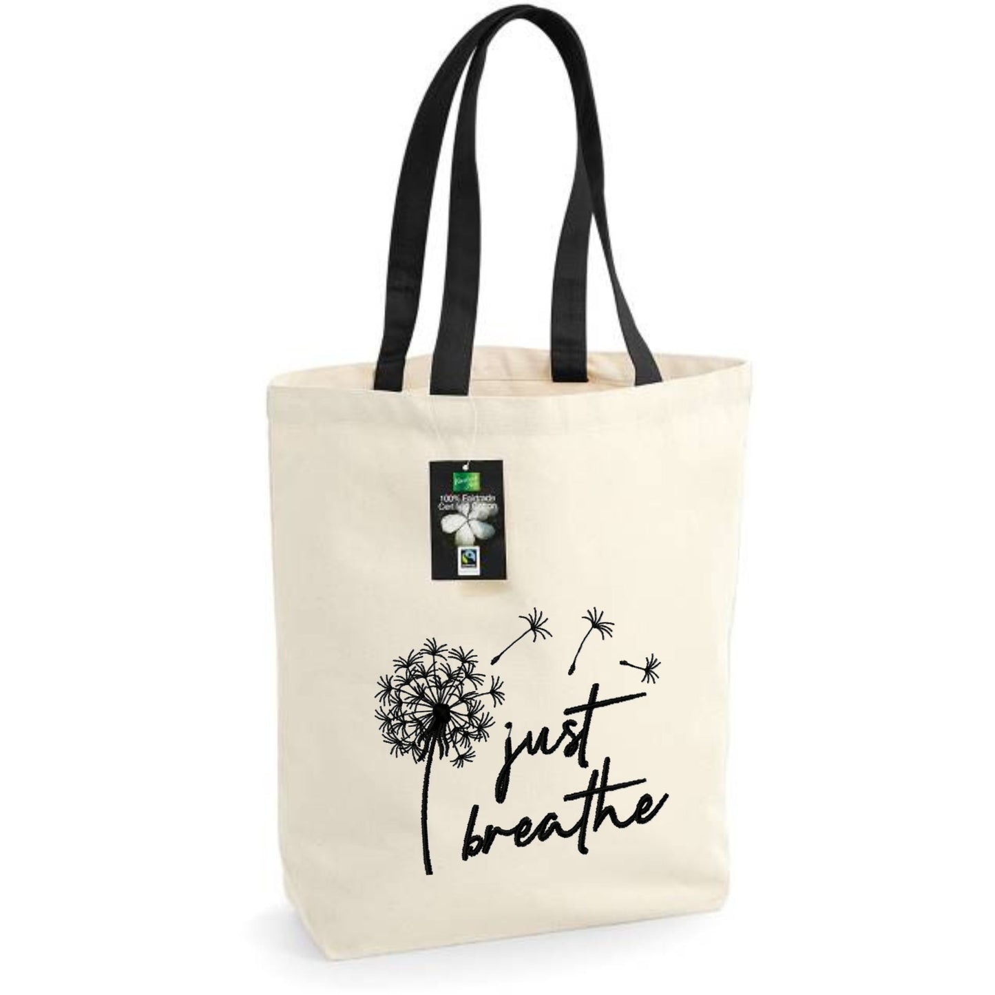 Bolsa de tela con bordado de diente de león – solo respira