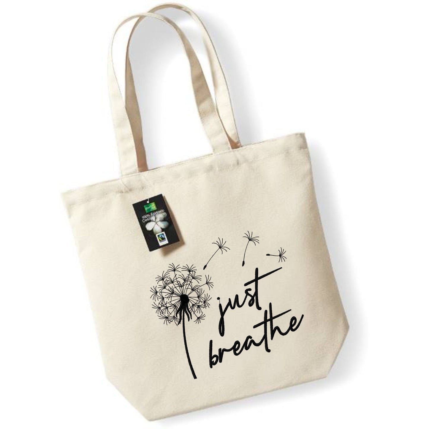 Bolsa de tela con bordado de diente de león – solo respira