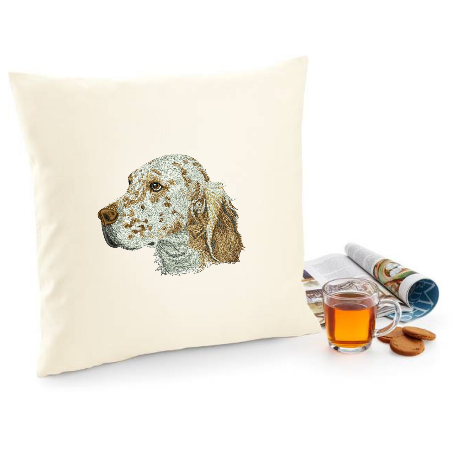 Decorative pillowcase with English Setter embroidery