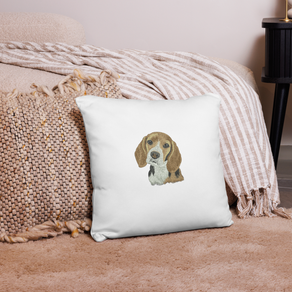 Decorative cushion cover with Beagle embroidery