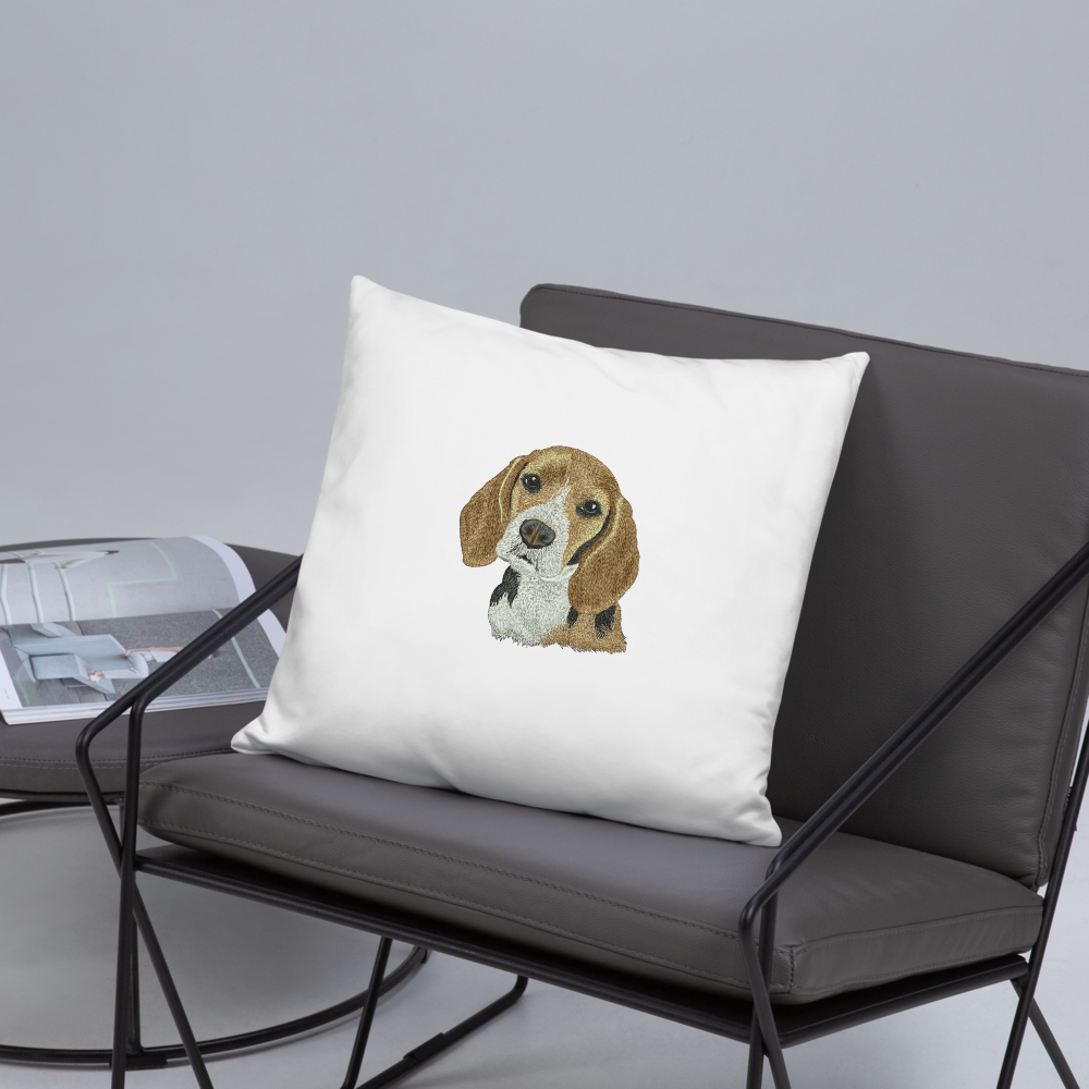 Decorative cushion cover with Beagle embroidery