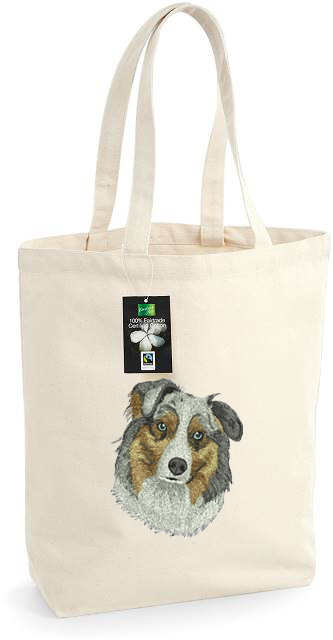 Bolsa de tela con bordado de perro Australian Shepherd