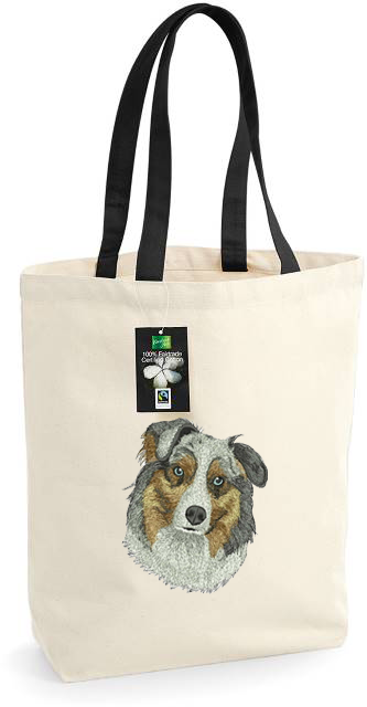Bolsa de tela con bordado de perro Australian Shepherd