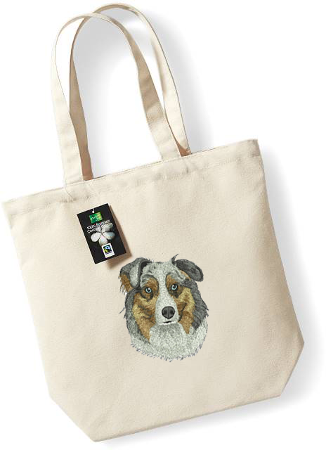 Bolsa de tela con bordado de perro Australian Shepherd