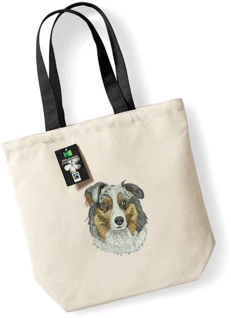 Bolsa de tela con bordado de perro Australian Shepherd