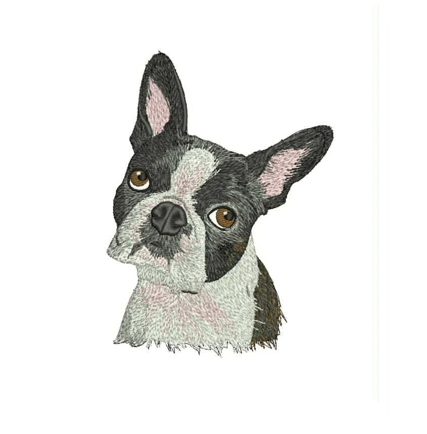Decorative cushion cover with Boston terrier embroidery