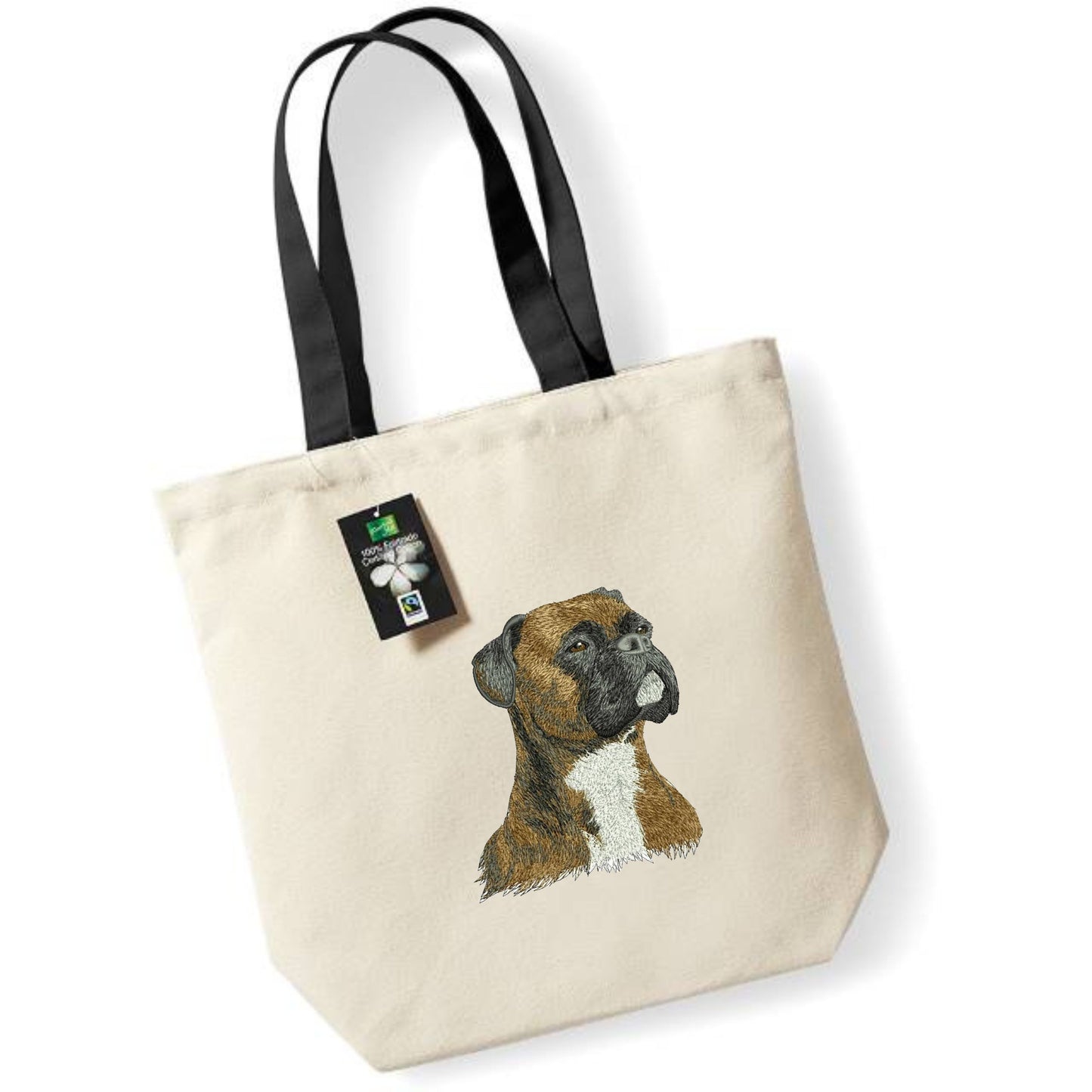 Bolsa de tela con bordado de perro bóxer