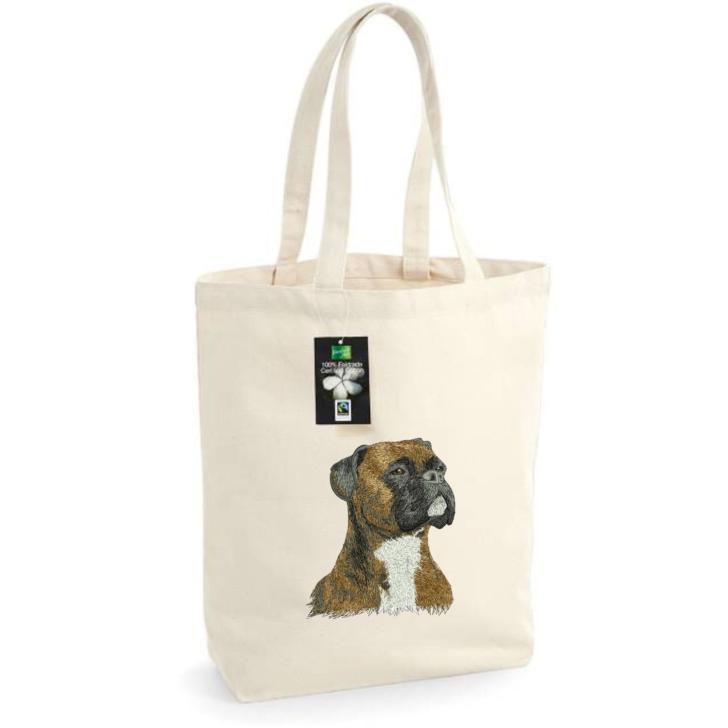 Bolsa de tela con bordado de perro bóxer