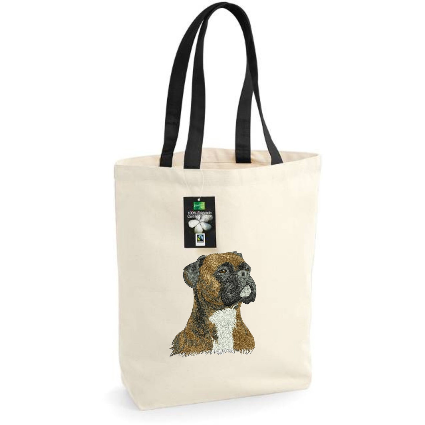 Bolsa de tela con bordado de perro bóxer