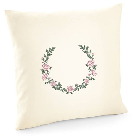 Decorative cushion cover with rose flower edge embroidery