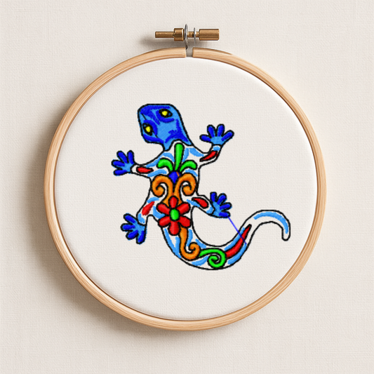 Pequeño Cuadro Bordado – Gecko Gaudí
