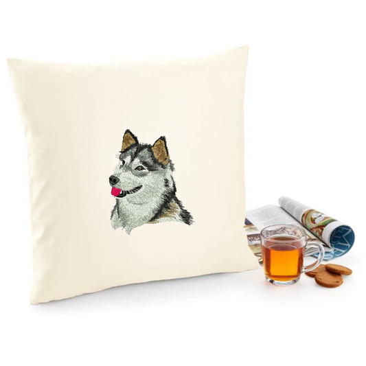 Decorative cushion cover with Alaskan Malamute embroidery