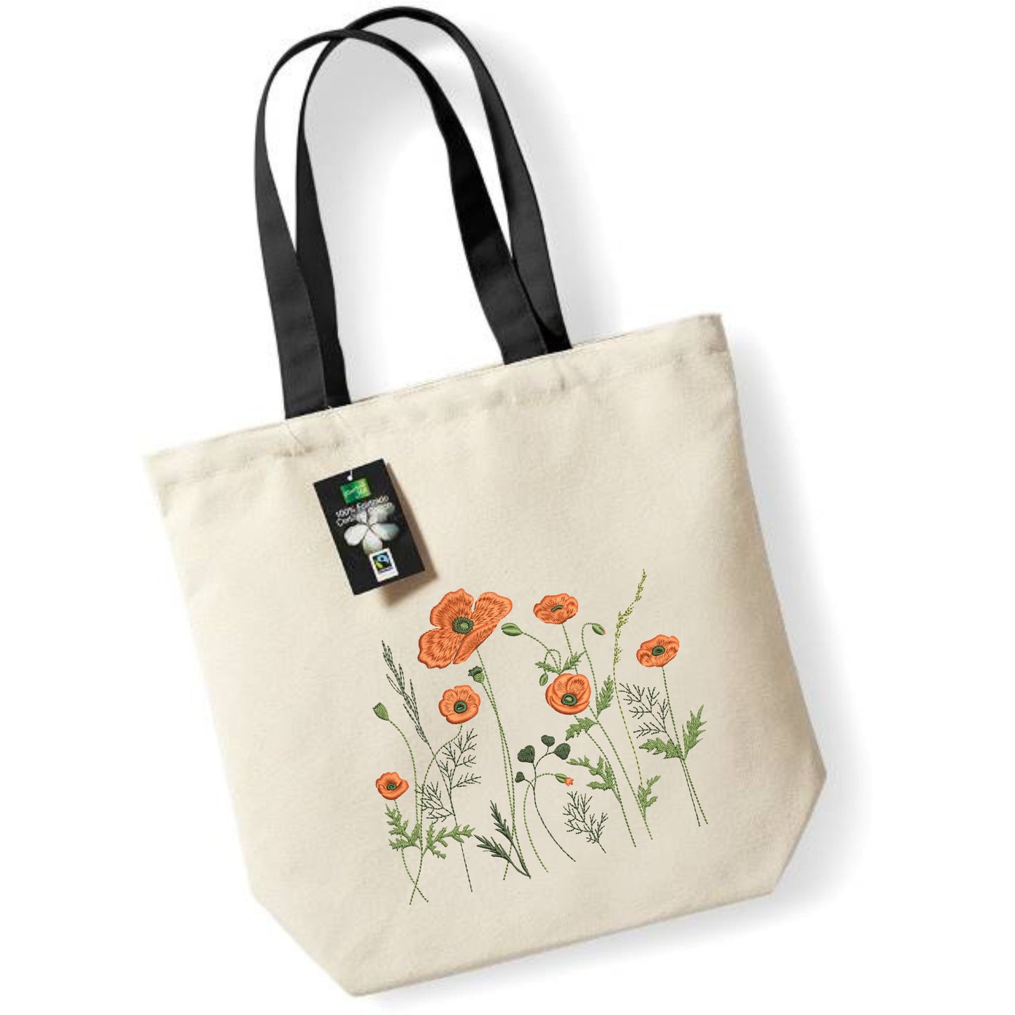 Cloth bag with embroidered cat with hearts