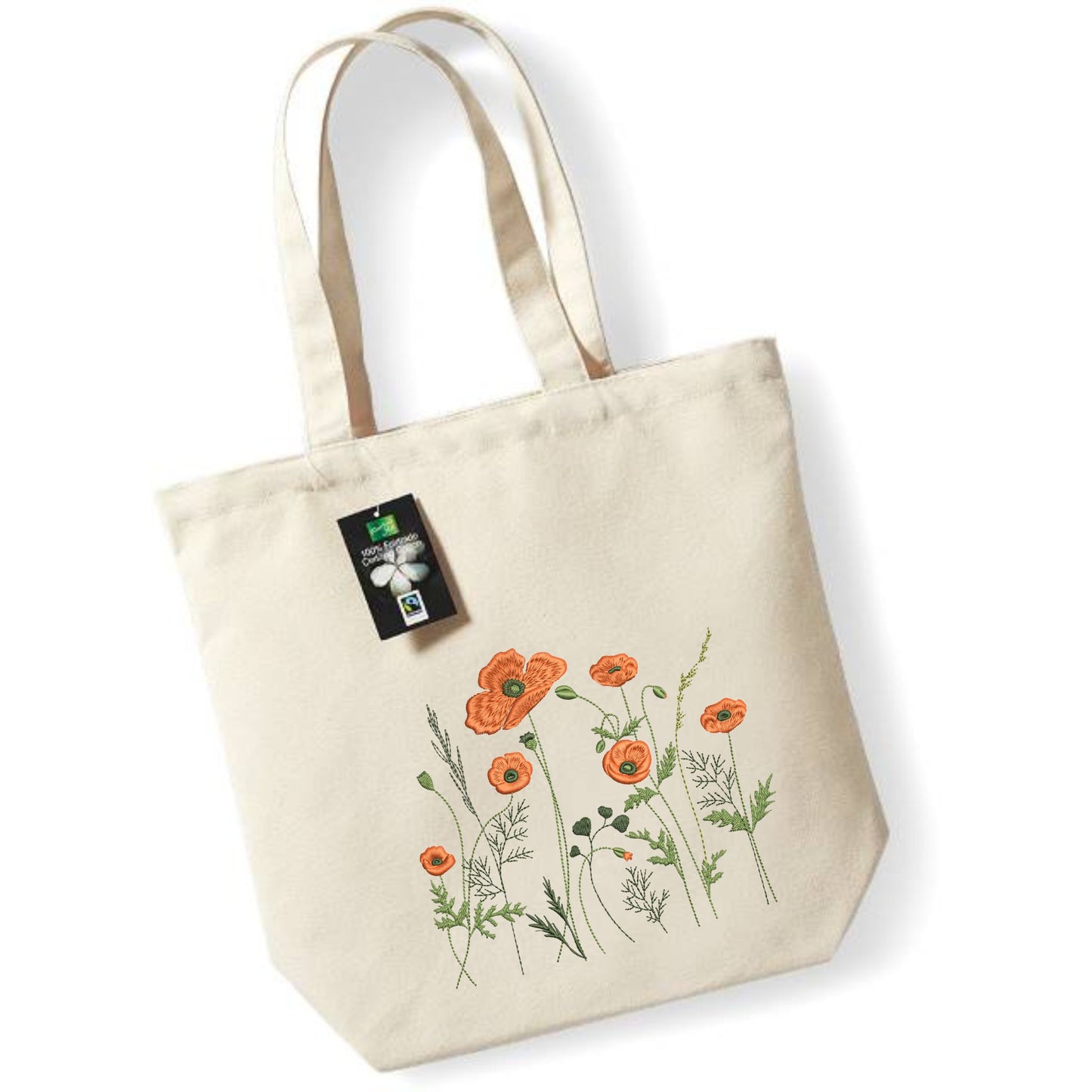 Cloth bag with embroidered cat with hearts