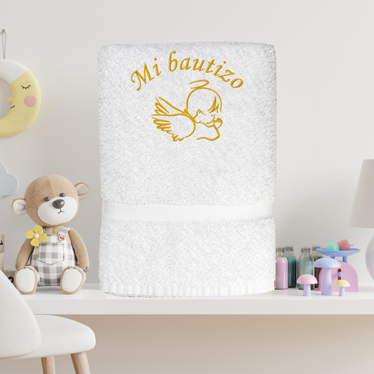 Toalla de Bautizo con Ángel Personalizada