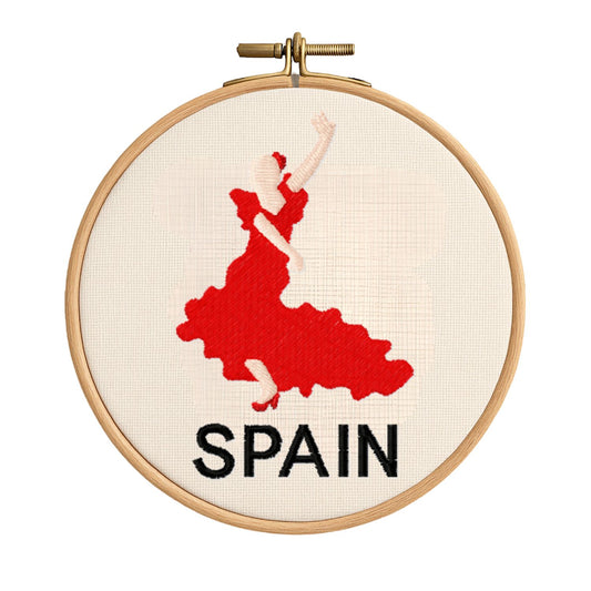 Pequeño Cuadro Bordado – Spain in Red