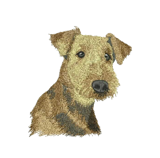 Bolsa textil con bordado de Airedale Terrier, natural-negra