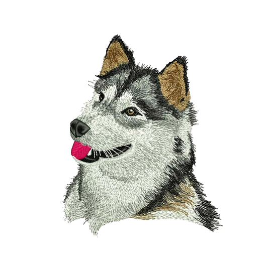 Bolsa textil con bordado de Alaskan Malamute, natural-negra