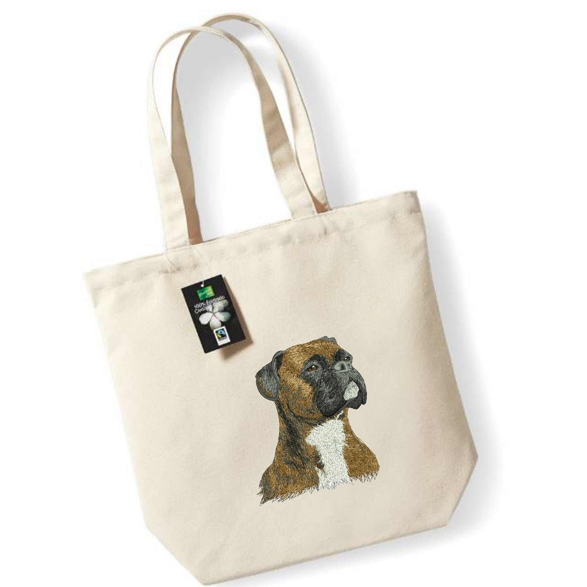 Bolsa de tela con bordado de perro bóxer – Textile Bag de Bordado Studio Barcelona | Bordado Personalizado