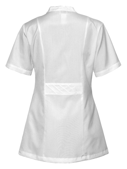 Bata sanitaria corta de mujer con botones FSN – blanca
