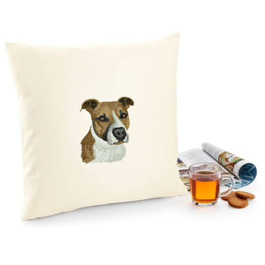 Decorative cushion cover with American Pit Bull Terrier embroidery