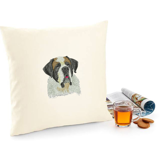 Decorative cushion cover with Bernard dog embroidery