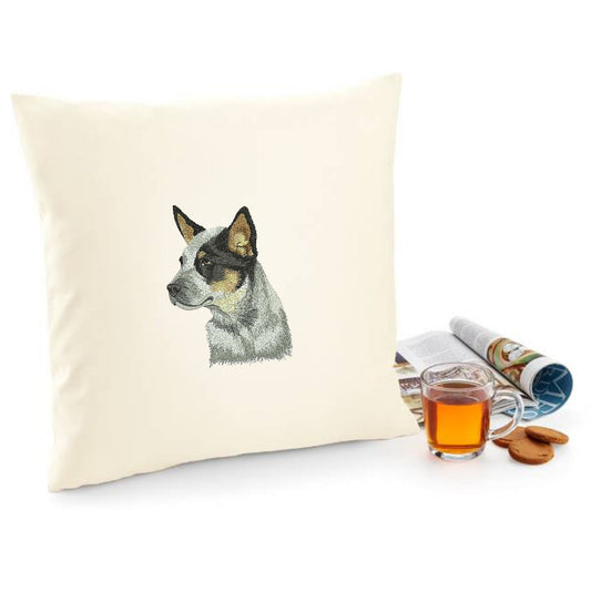 Decorative cushion cover with Australian cattle dog embroidery