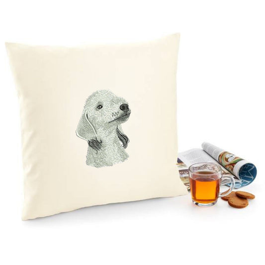Decorative cushion cover with Bedlindton terrier embroidery