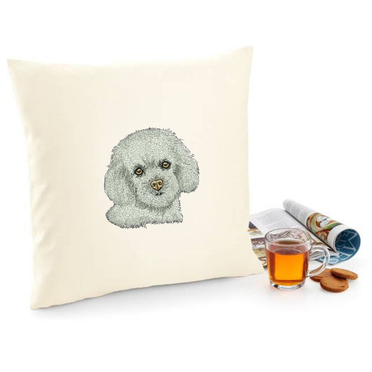 Decorative cushion cover with Bichon Frise dog embroidery