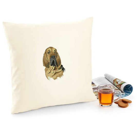 Decorative cushion cover with Bloodhound dog embroidery