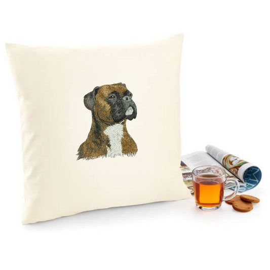 Decorative cushion cover with boxer dog embroidery